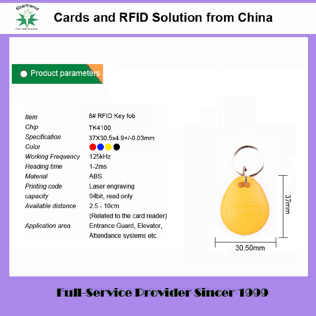 125kHz Em4100 Tk4100 Plastic ABS RFID Keyfob (Tag-08)