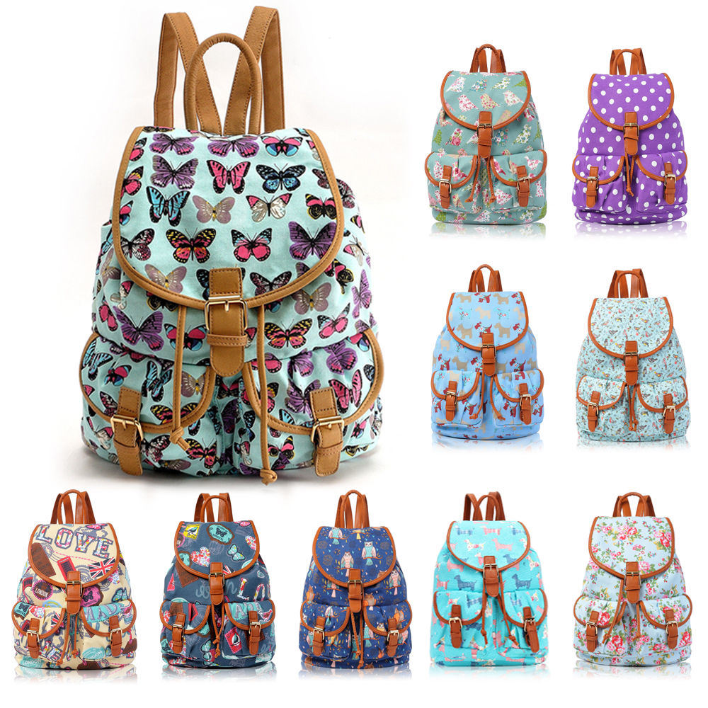 China Wholesale Fashion Lady Canvas Backpack with Leather Side