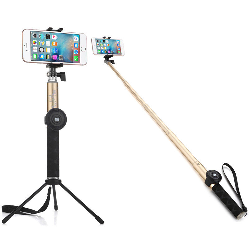 Aluminum Extendable Bluetooth Selfie Stick with Tripod Holder