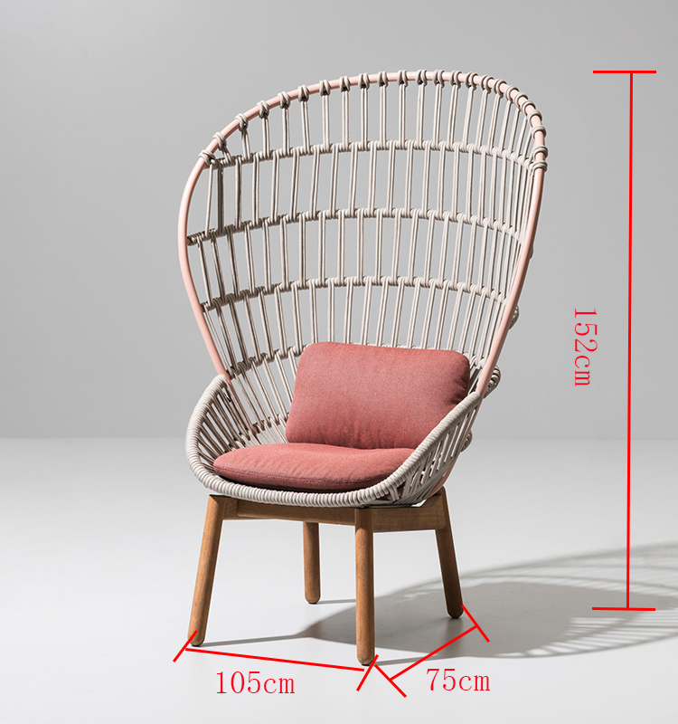 2018 Wooden Base High Back Rattan Armchair Household Outdoor Furniture