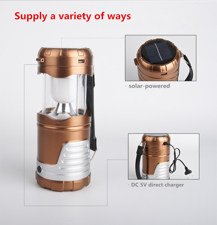 Portable 6+1 LED Lamp&Rechargeable Camping Lantern with Solar