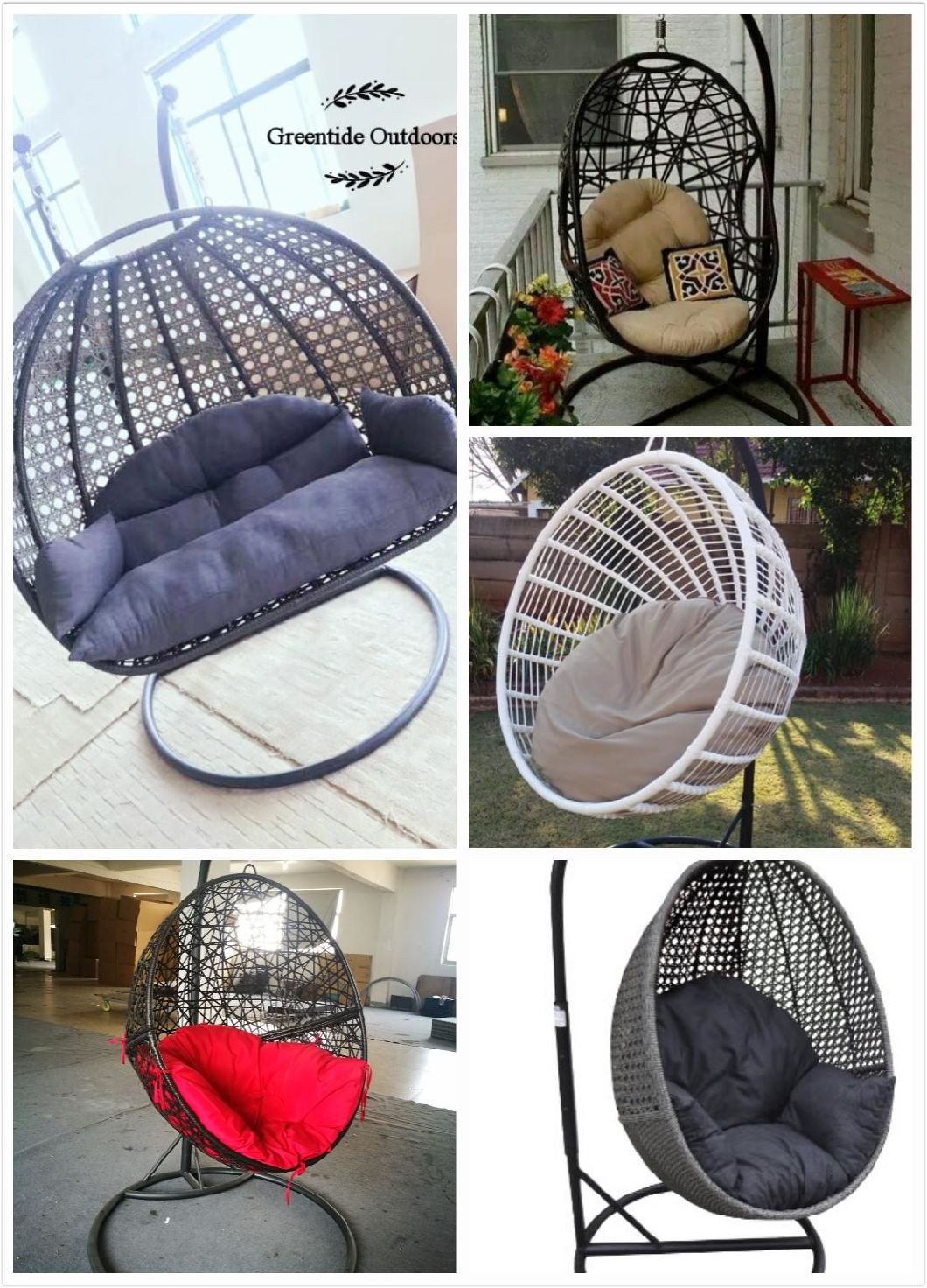 Garden Furniture Rattan Wicker Patio Hanging Swing Double Chair Egg Chair