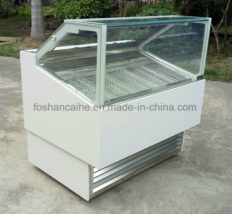 12 Pans Hard Icecream Glass Display Cabinet