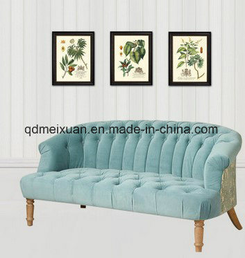 American Country Rural Mediterranean Sofa Furniture Restoring Ancient Ways Leisure Solid Wood Double Cloth Art Sofa in The Living Room (M-X3377)