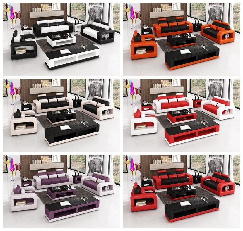 Divani Modern Leather Sofa Set for Living Room