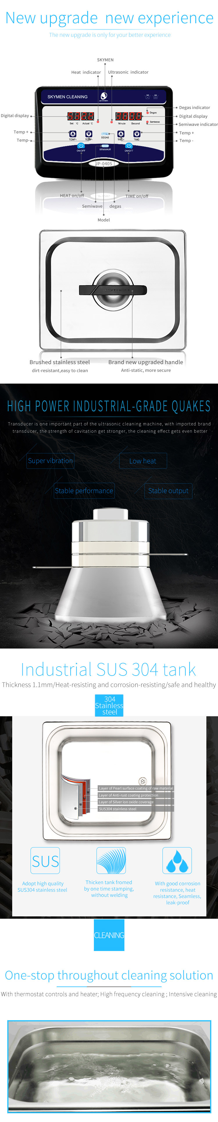 Skymen Digital Heated Ultrasonic Cleaner with Adjustable Ultrasonic Power (JP-040S)