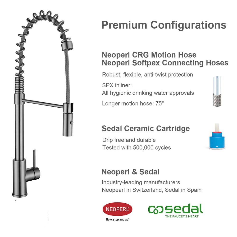 304SUS Spring Flexible Hose Kitchen Faucet