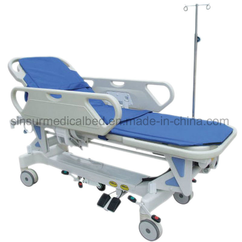 High Quality Hospital Equipment Stainless-Steel Foldable Trolley Transport Stretcher