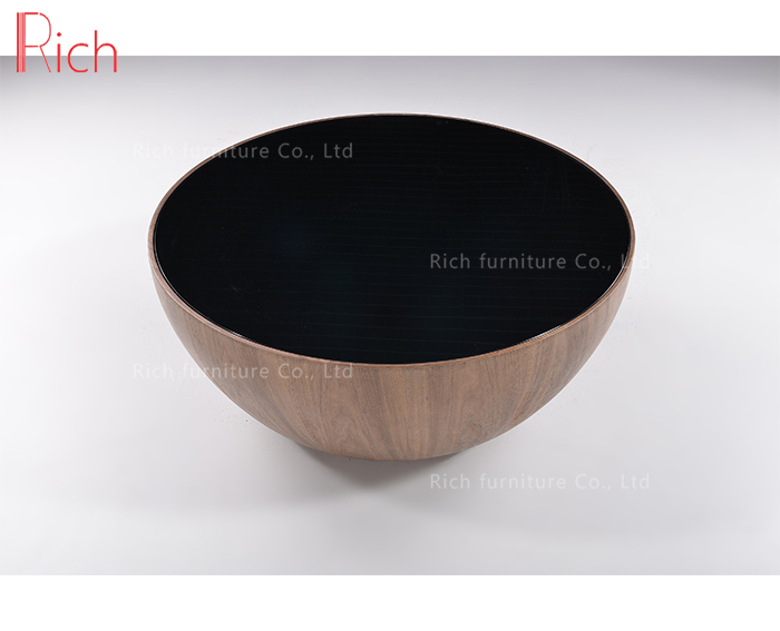 Modern Furniture Round Black Tempered Glass Coffee Side Table for Living Room