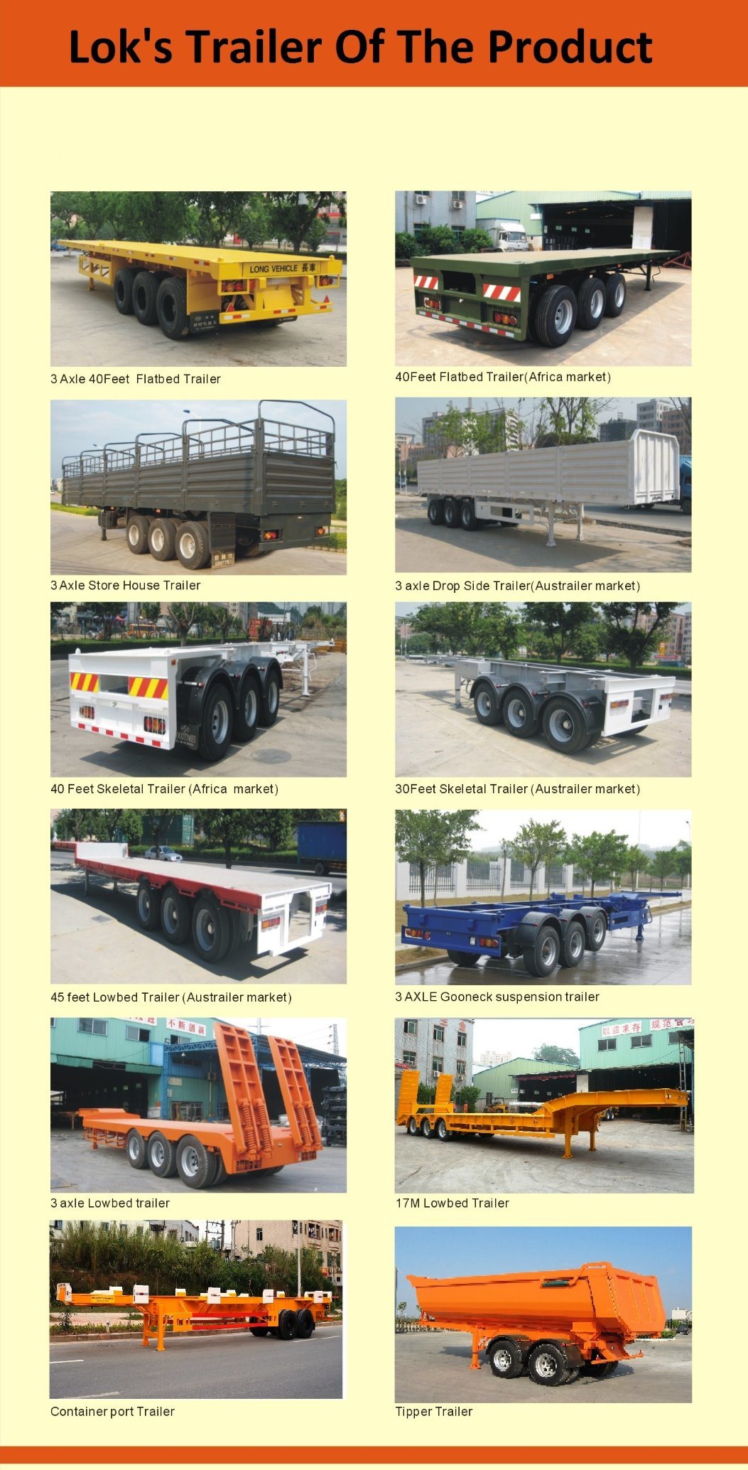 Hot Sale Lowbed Trailer Three Axle 12m
