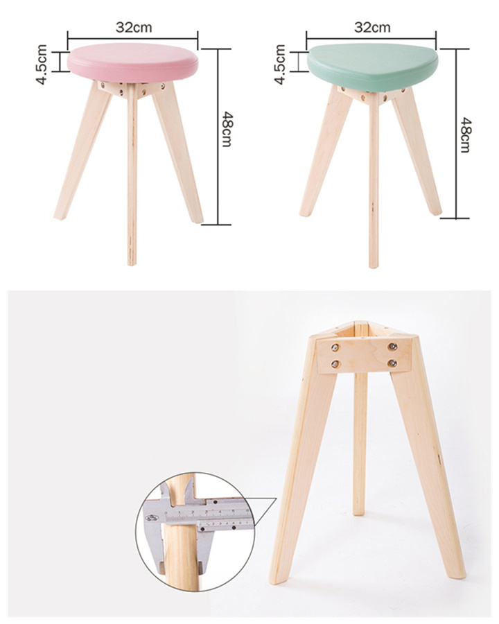 Restaurant Dining Stool Solid Wood Chair with Soft PU Cover