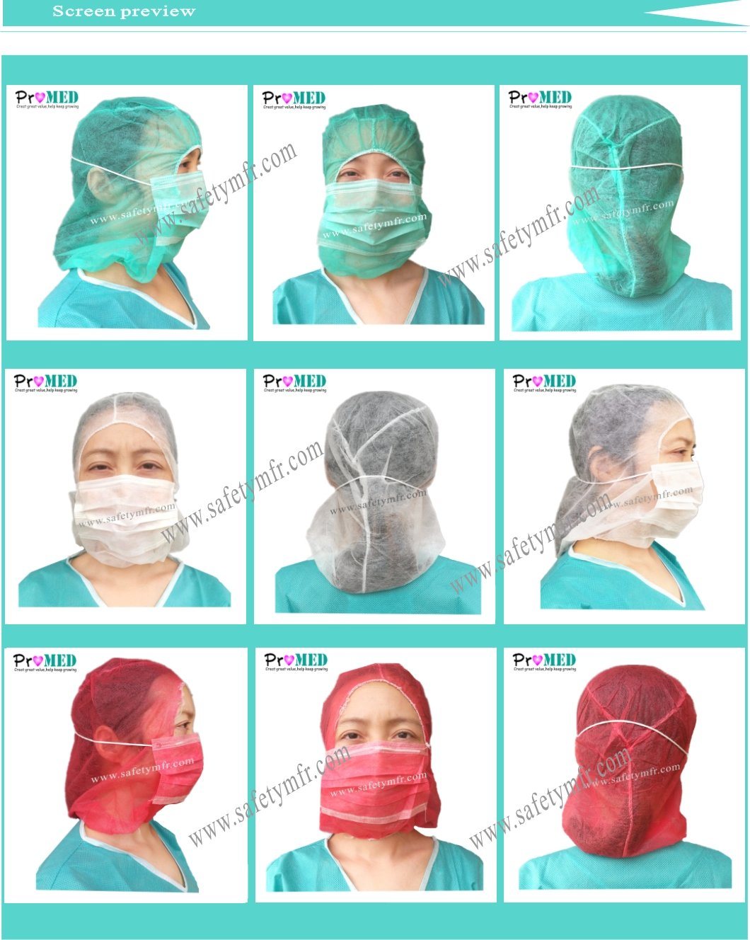 Disposable Nonwoven/PP/PE Hospital/Dental/Medical Mob/Bouffant/Clip/Crimped/Pleated/Strip Hairnet Snood Cap Polypropylene Astronaut Cap