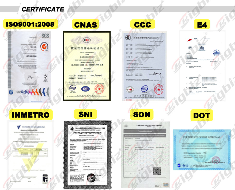 CCC DOT SGS Certificate Motorcycle Tire Tubeless