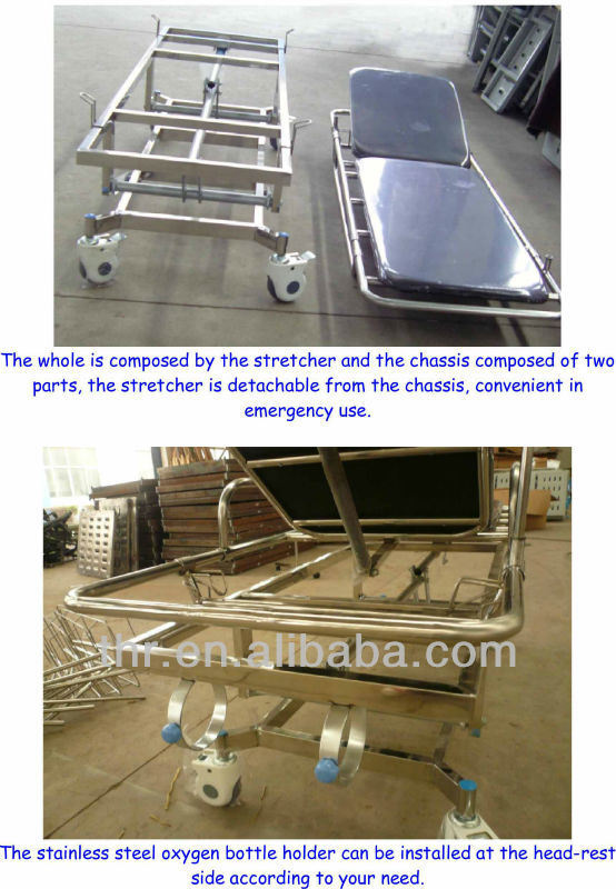 Thr-E-15 Hospital Stainless Steel Adjustable Transport Bed