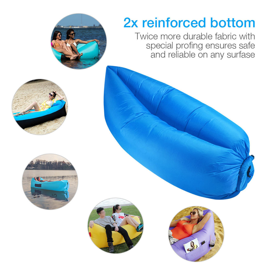 Inflatable Lazy Air Bag Camping Lounger Sofa Sleeping Bag Beach