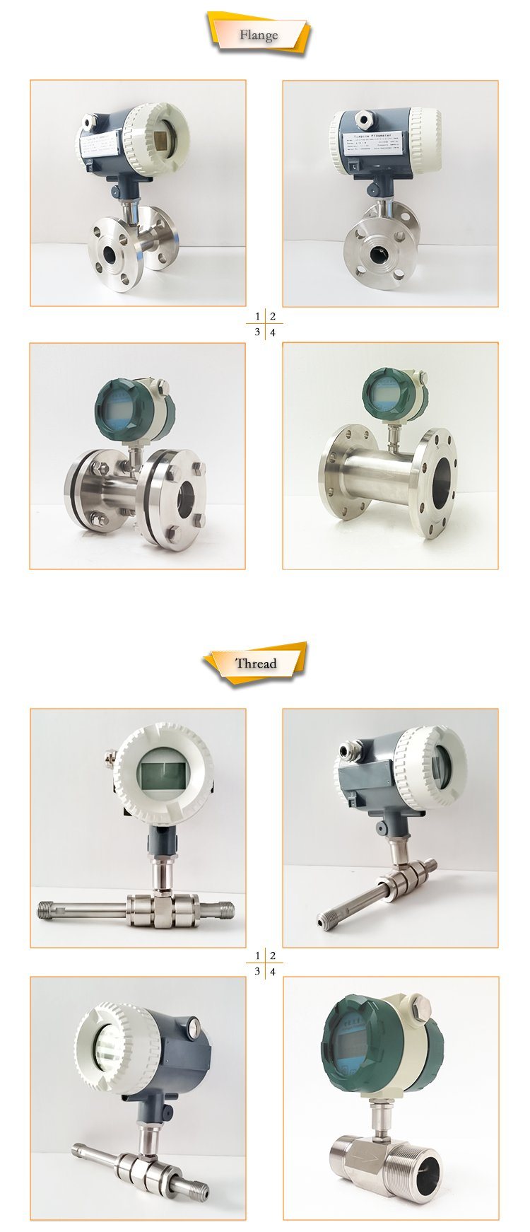 LED Flange Connection Purified Water Turbine Flow Meter