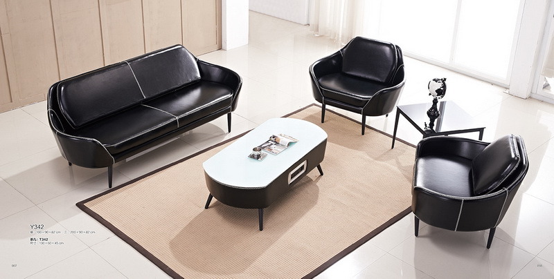 Modern Design High Grade Leather Small Office Sofa Set (Y342)