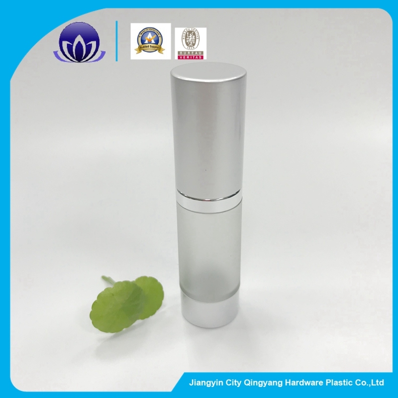Cosmetic Silver Empty Plastic Airless Bottle with Aluminum Lids