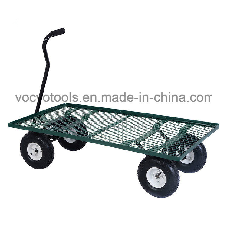 250kg Load Capacity Four Wheels Stainless Steel Mesh Garden Tool Cart