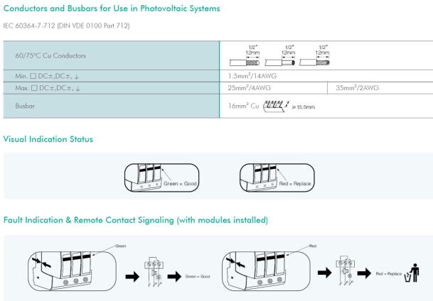 DC500V 20ka-40ka 2 Pole DC Surge Protection Device