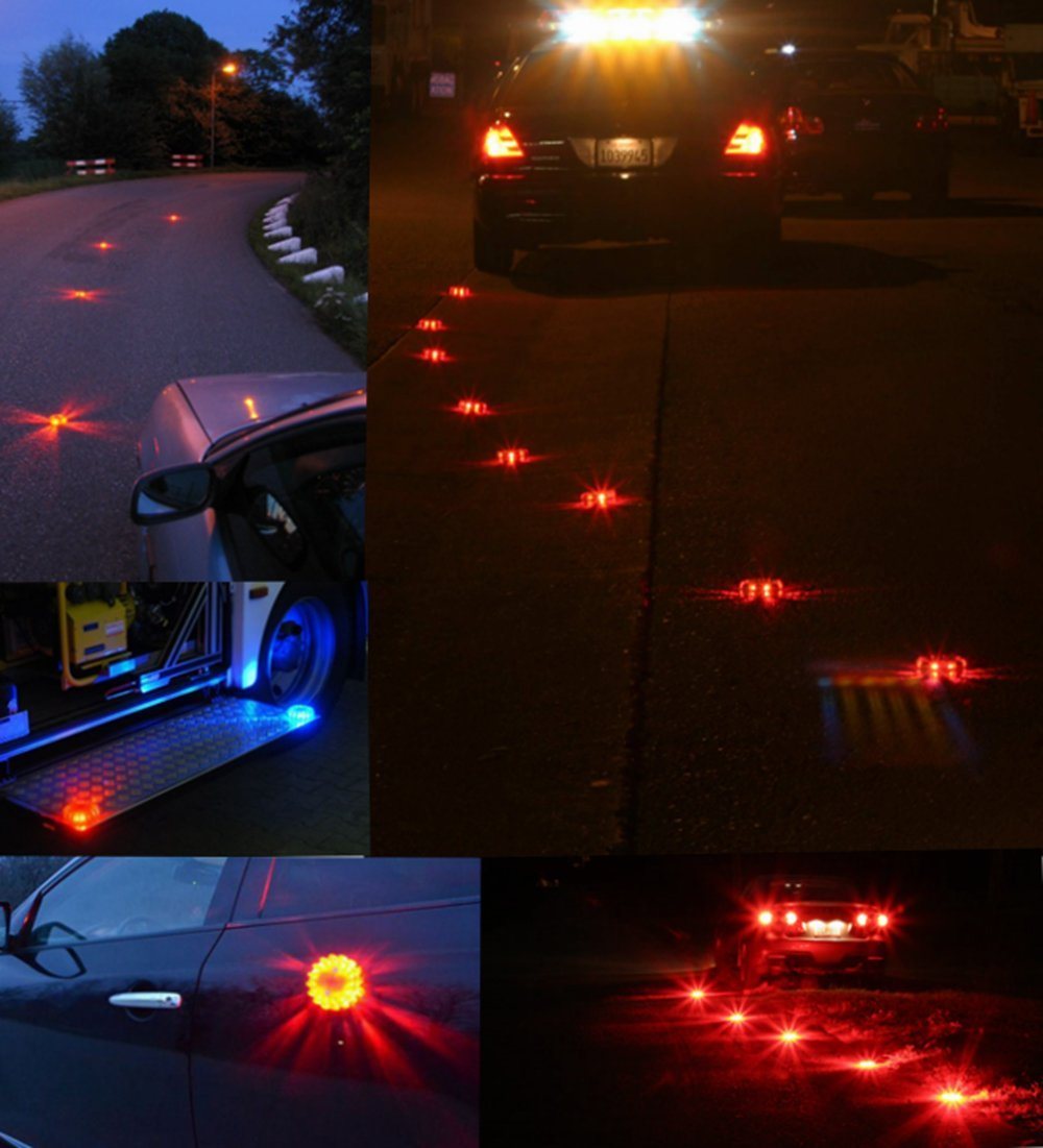 Orange Waterproof Roadside Magnetic Flashing Warning Road Beacon Rechargeable LED Emergency Flares