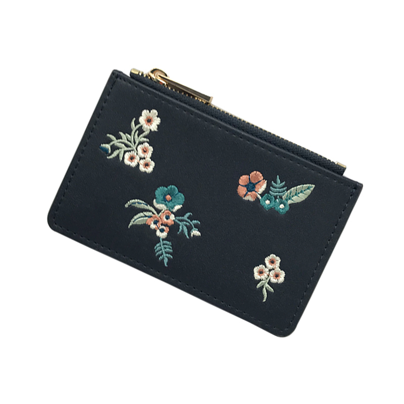 Lcq-0136 Newest Design Lady Bag Elegant Style Wallet Classical Embroidery Credit Card Holder Coin Purse for 2018