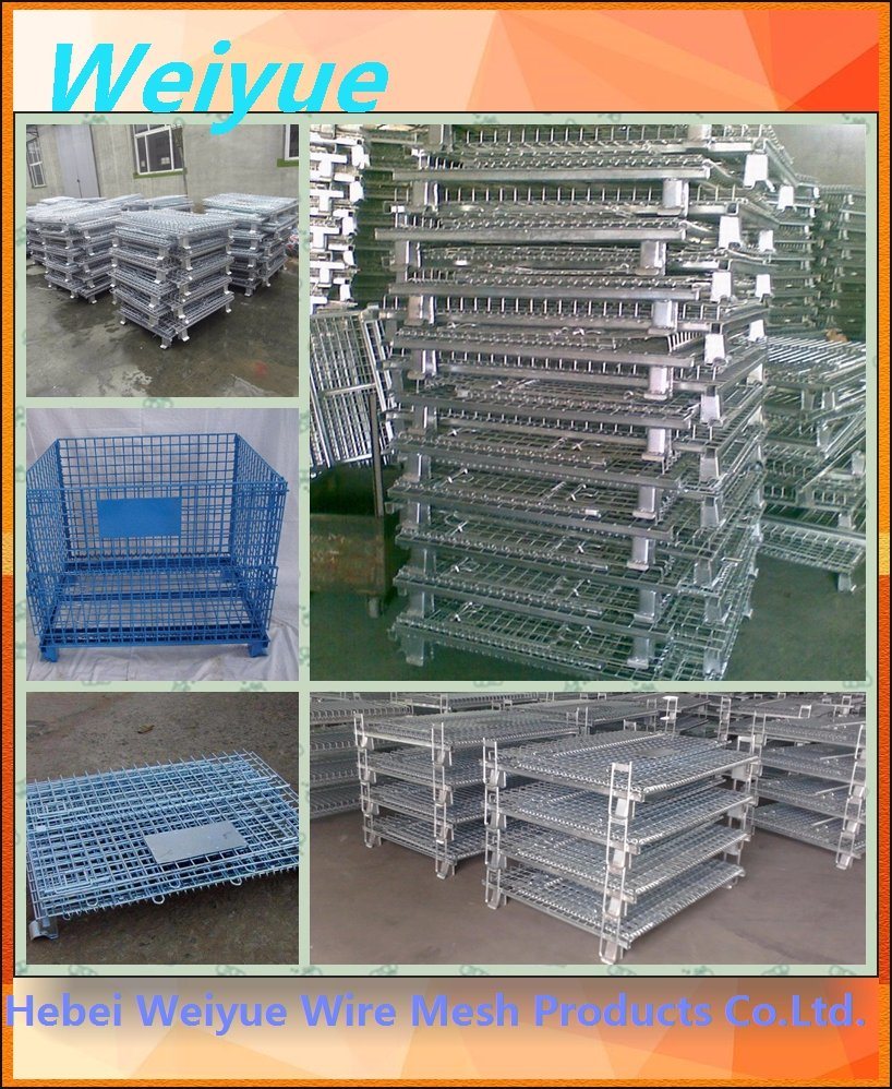 Folding Rolling Metal Steel Wire Mesh Warehouse Storage Cage