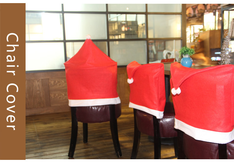 Santa Claus Christmas Decorative Red Chair Covers for Dining Table