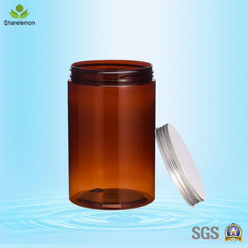 800ml Pet Plastic Jar with Silver Lid for Food Packaging