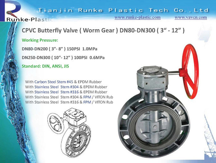 High Quality CPVC Butterfly Valve DIN ANSI JIS Standard