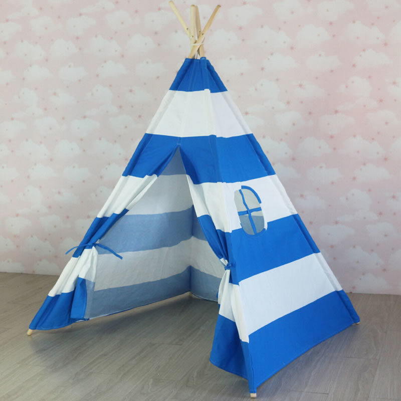 Outdoor Indoor Stripe Canvas Cotton Children Indian Tent with Pole