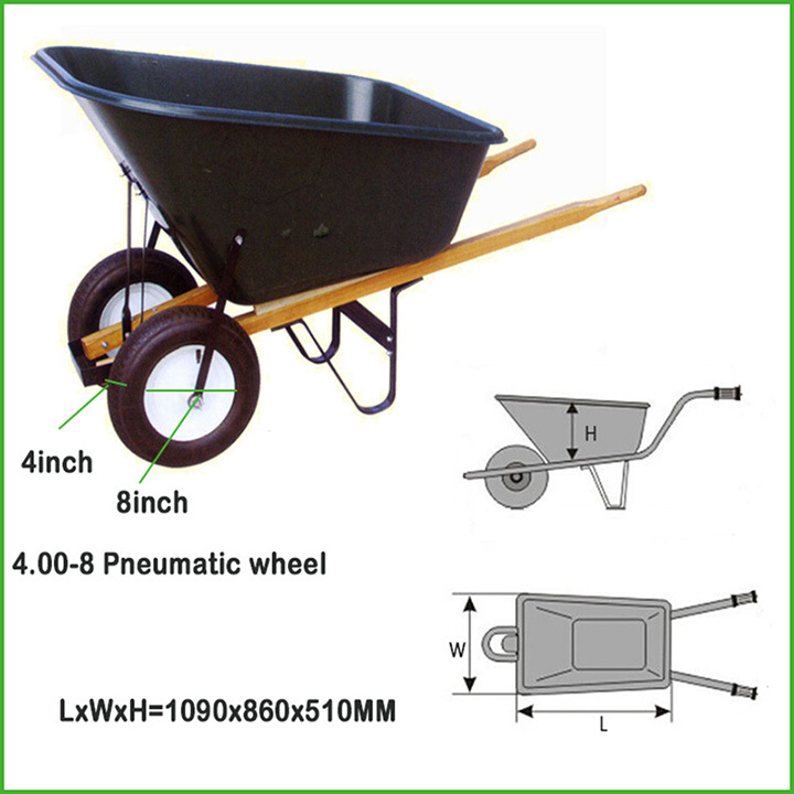 140L Heavy Duty Wooden Handle Wheel Barrow