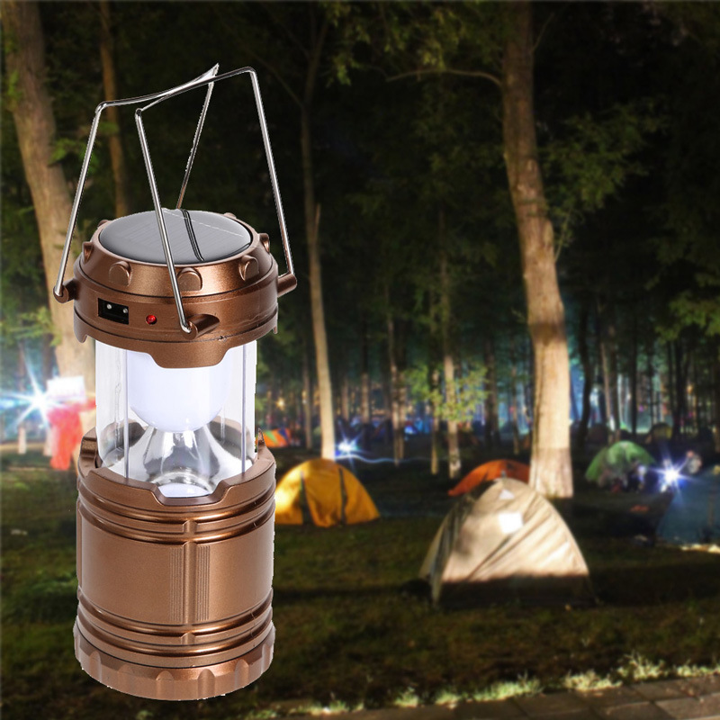 Solar 6 LED Lantern Lamp Outdoor Super Bright Rechargeable 60lm Camping Light Portable Outdoor LED Lantern