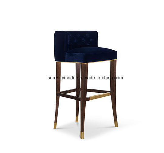 Classical Italian Luxury Velvet Bar High Stool Chair for Restaurant Cafe