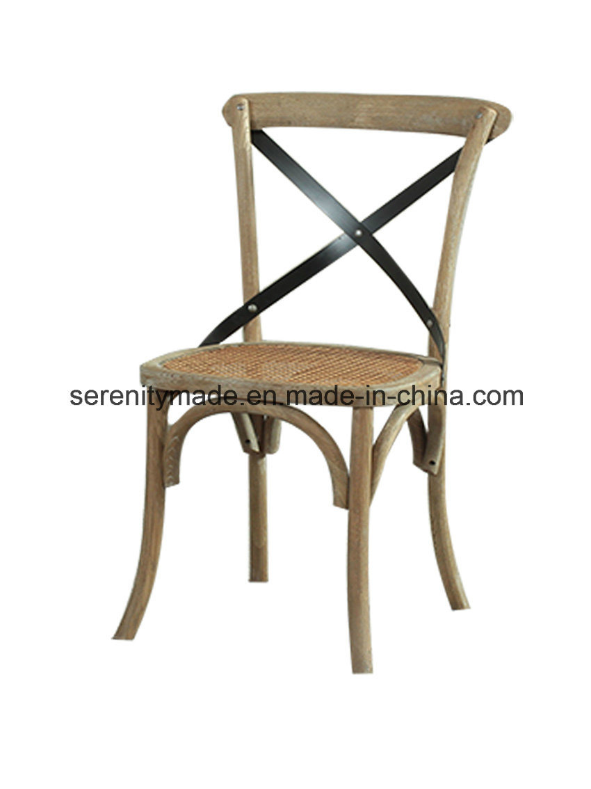 French Style Solid Ash Wood Cross Back Dinig Restaurant Chair for Banquet