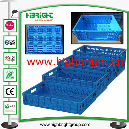 Foldable and Stackable Plastic Storage Crate