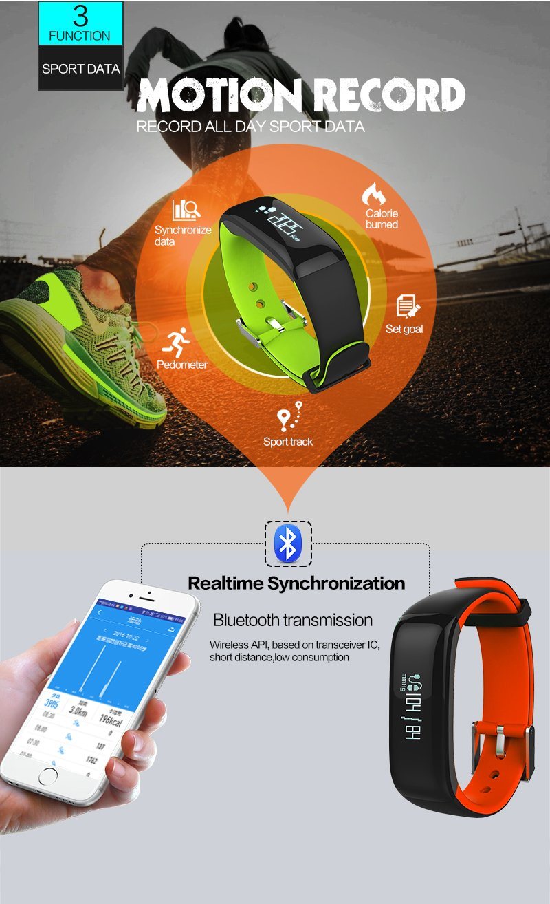 Smart OLED Display Blood Pressure Heart Rate Monitor Bracelet