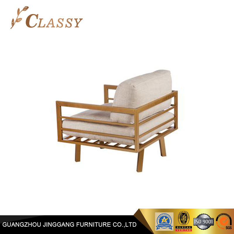 Golden Metal Frame Accent Chair with Removable Cushions