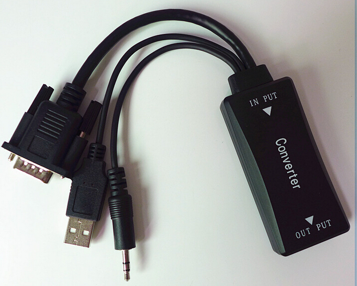 High Quality Support 1080P HD VGA to HDMI Cable Video Converter with Audio+ USB Cable