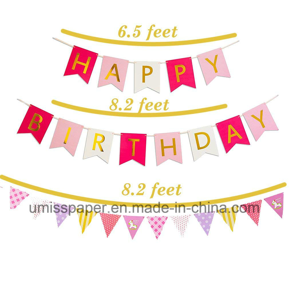 Umiss Paper Bunting Paper Garland for Happy Birthday Decorations Party Supply