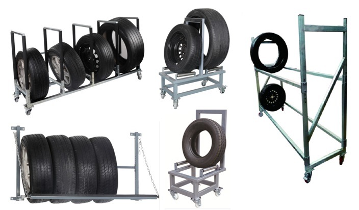 Two Wheels Holder Tire Rack Trolley for Auto Collision Repair Workshop