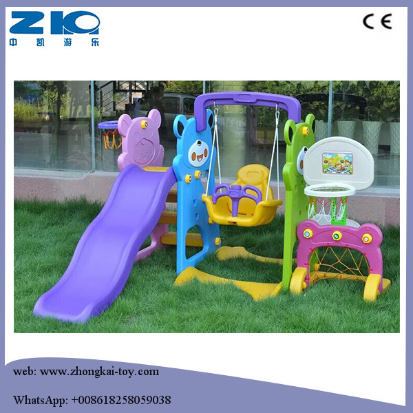 Children Indoor Playground Plastic Swing with Two Slide for Sale