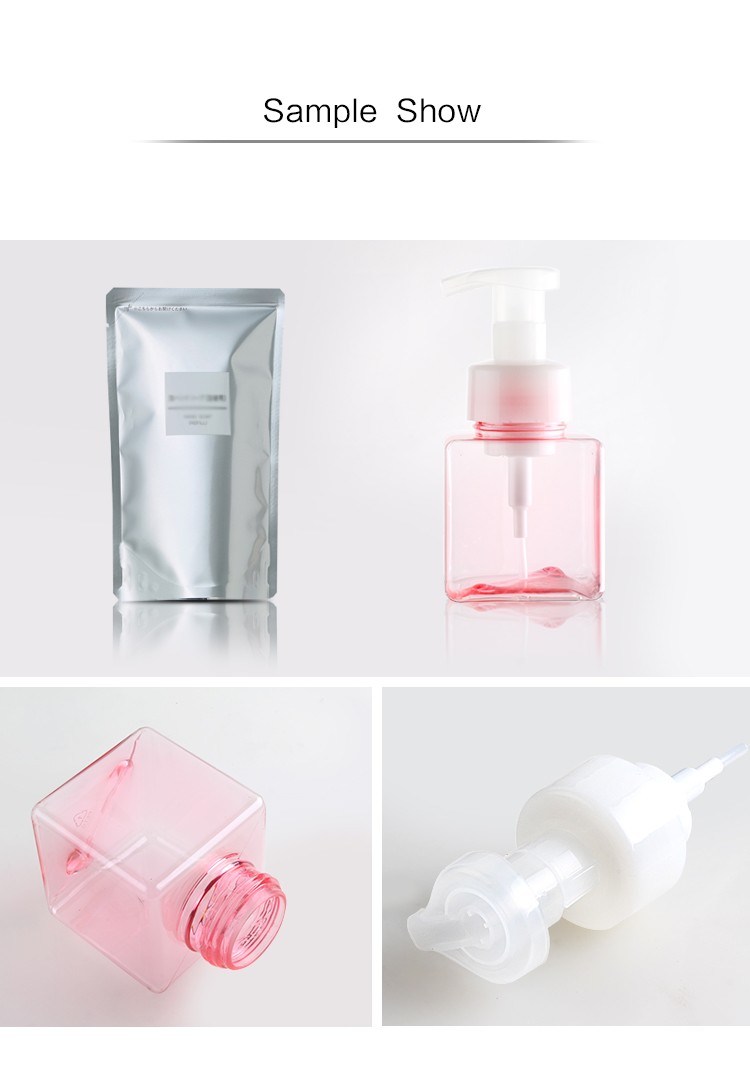 Square PETG Water Bottle Cosmetic Container Plastic Foam Pump Bottle