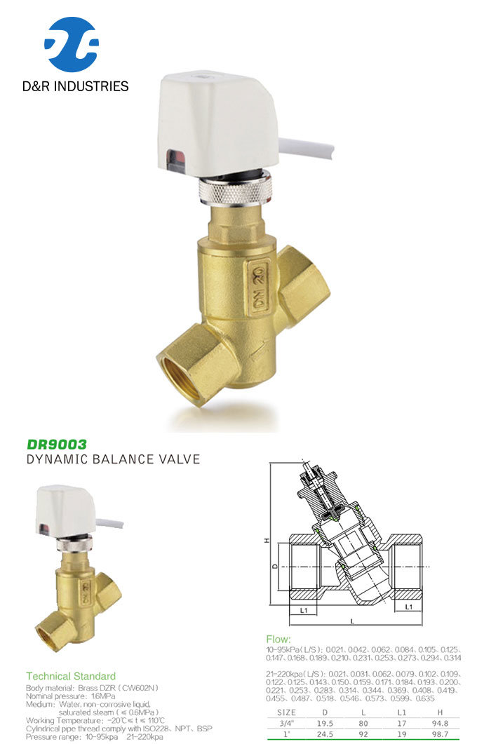 Hydraulic Water Electric Control Brass Dynamic Balancing Valve
