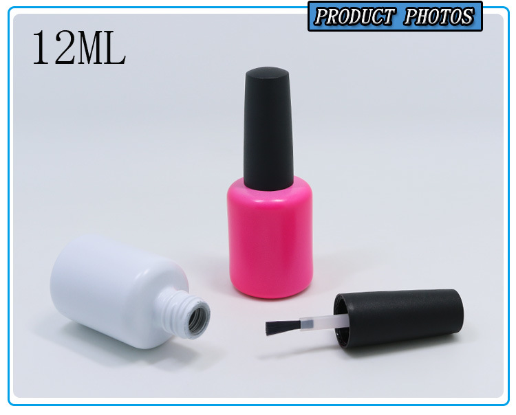 12 Ml Round Empty UV Gel Nail Polish Oil Glass Bottle with Black Lid