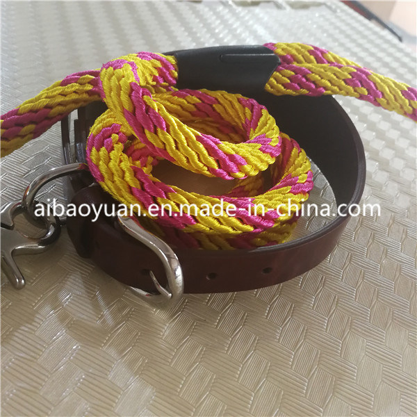 Gold Colour Nylon Yarms Braided and Leather Combinate Belt