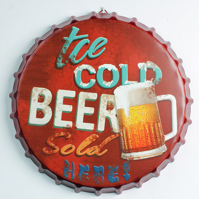 Diameter 35cm Metal Sign Bottle Cap Decorative Craft for Wall