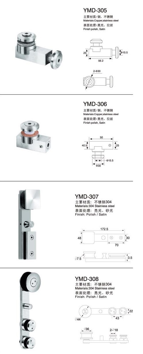 Frameless Shower Accessories for Sliding Door Fitting