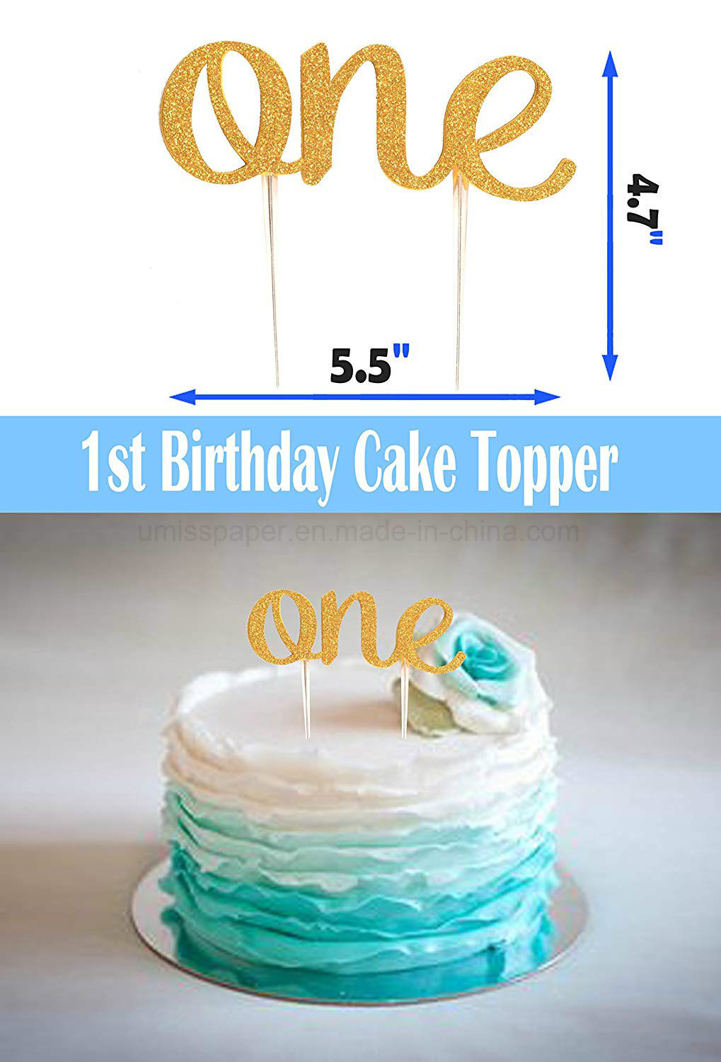 Umiss Paper I Am One Banner Cake Topper Baby Shower Decorations for Factory OEM