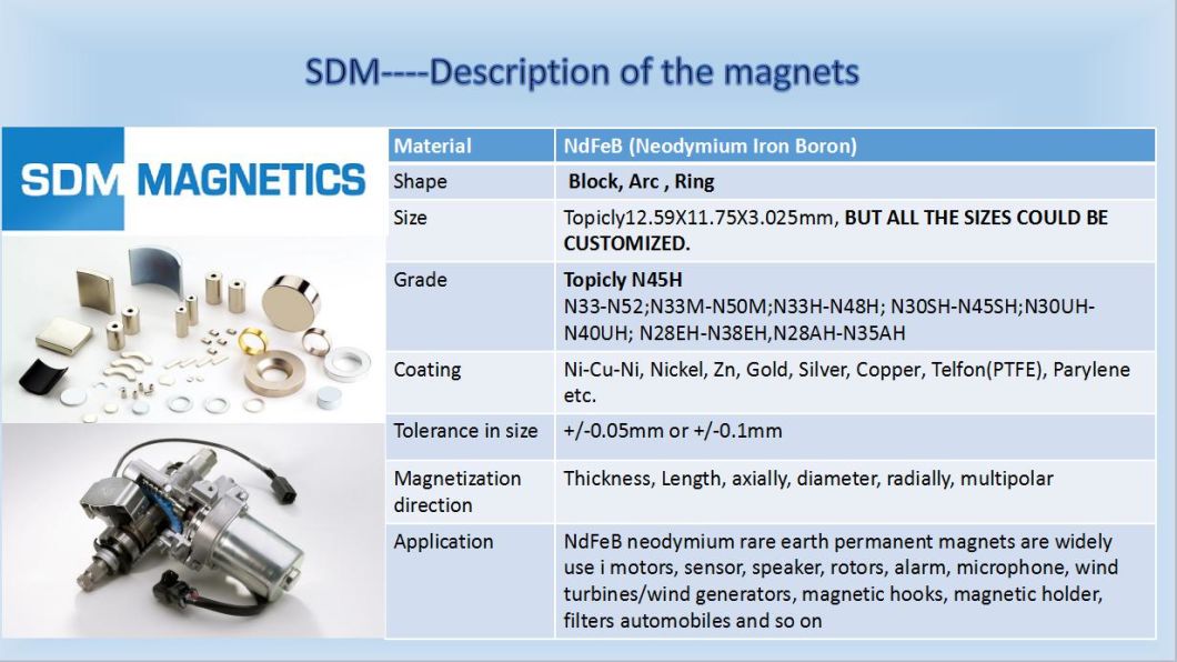 14 Experience Pct/Hast Tested Permanent Neodymium EPS Motor Magnet